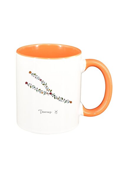 INOVATIX Персонализирана бяла чаша, Зодия, Овен, оранжева вътрешност, D1383, ...