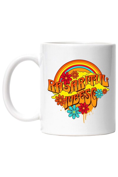 INOVATIX Cana alba personalizata, iubesc rasarit curcubeu cer colorat, INOVAT...