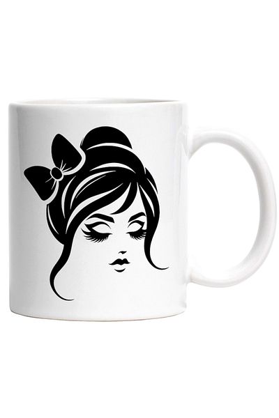 INOVATIX Personalized white mug, a beautiful girl with a bow in her hair, INOVATIX®. 330ml