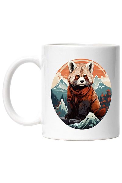 INOVATIX Personalized white mug, Red Panda Bear, Mountains, Sunset, Sky, Clouds, Forest, INOVATIX®. 330ml