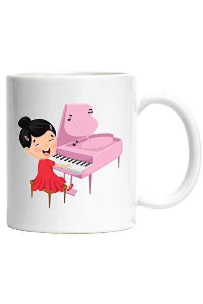 INOVATIX Cana alba personalizata, Pian, Copil, Muzica, Instrument Muzical Not...