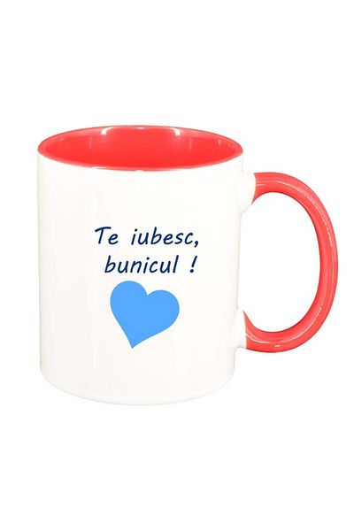 INOVATIX Cana alba personalizata, Te iubesc..., interior rosu-inchis, D1027, INOVATIX®. 330ml