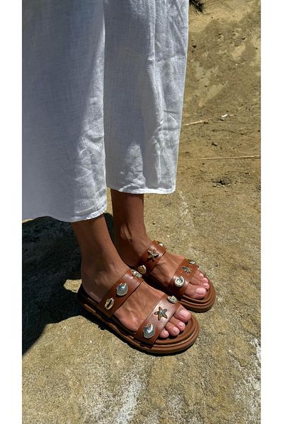 Eataly Shoes Παντόφλες Sea Shell Double Band Tan