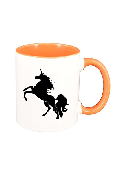 INOVATIX Personalized white mug, Horse Silhouette, orange interior, D962, INO...