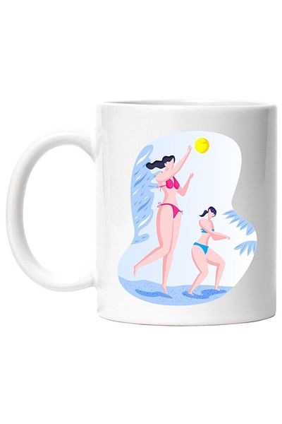 INOVATIX Personalized white mug, Volleyball, Ball, Swimsuit, Beach, INOVATIX®. 330ml