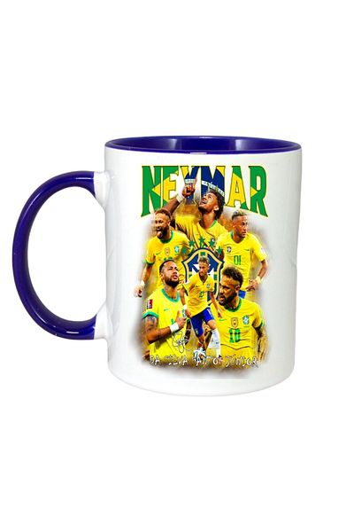 INOVATIX Cana Alba Personalizata, Neymar Best Brasil, Maner Si Interior Albastru, ®. 330ml