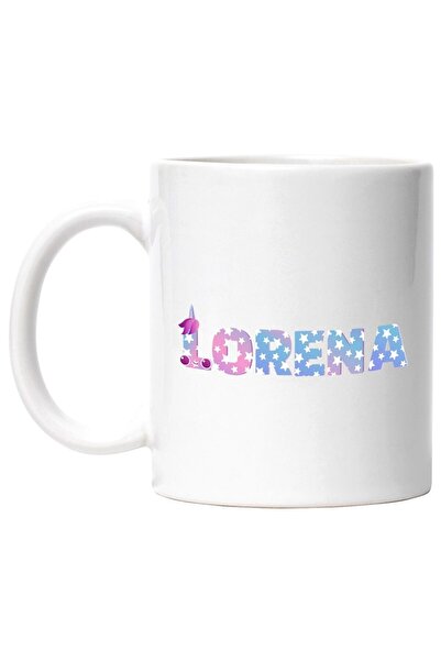 INOVATIX Cana alba personalizata, Numele Lorena, Unicorn, Printesa, Fairytale...