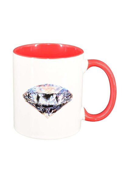 INOVATIX Cana alba personalizata, Diamant, interior rosu, D240, INOVATIX®. 330ml