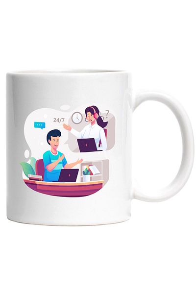 INOVATIX Personalized white mug, Technical Support, Call Center, Laptop, Headphones, INOVATIX®. 330ml