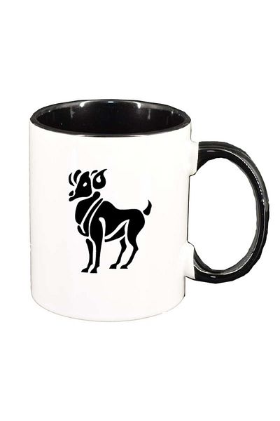 INOVATIX Personalized white mug, Zodiac sign, black interior, D150, INOVATIX®. 330ml