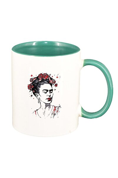 INOVATIX Персонализирана бяла чаша, Frida, зелена вътрешност, D1465, INOVATIX...