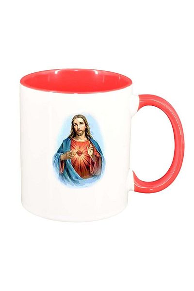 INOVATIX Personalized white mug, Christ, red interior, D1094, INOVATIX®. 330ml