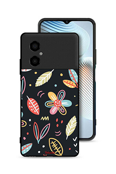 Tolwak Xiaomi Poco M4 5G Protective Case Cover Flowers And Leaves Abstract Art