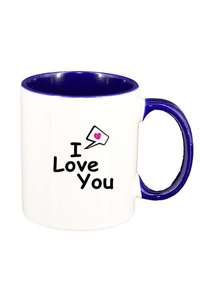 INOVATIX Personalized white mug, Love, dark blue interior, D332, INOVATIX®. 330ml