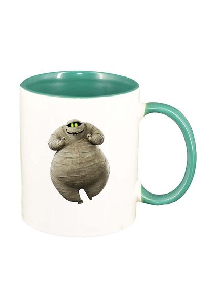 INOVATIX Personalized white mug, Ghost, green interior, D372, INOVATIX®. 330ml