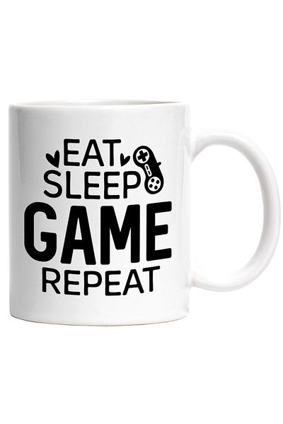 INOVATIX Personalized white mug, Eat sleep, game, repeat - eat sleep, game, repeat, INOVATIX®. 330ml