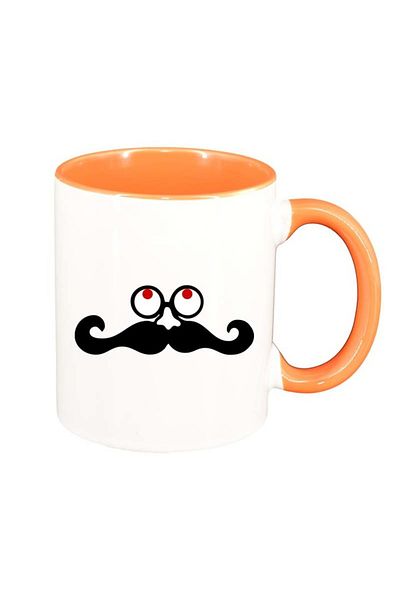 INOVATIX Personalized white mug, Face, orange interior, D186, INOVATIX®. 330ml