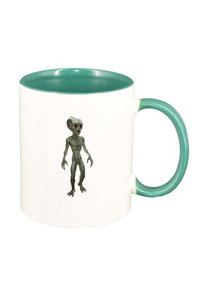 INOVATIX Personalized white mug, Alien, green interior, D244, INOVATIX®. 330ml