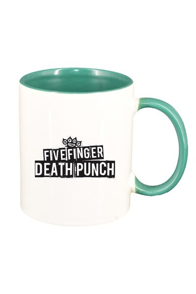 INOVATIX Cană albă personalizată, pumn cu cinci degete, interior verde, D1442...