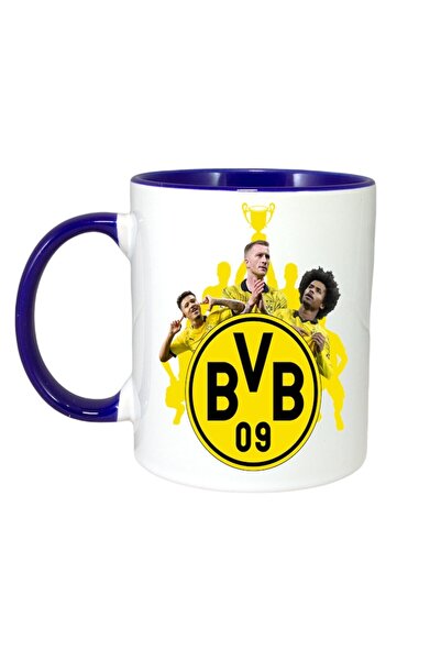 INOVATIX Cana Alba Personalizata, Dortmund Bvb 09, Maner Si Interior Albastru...