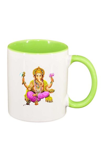 INOVATIX Personalized white mug, Indian, light green interior, D368, INOVATIX®. 330ml