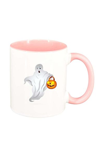 INOVATIX Personalized white mug, Ghost, pink interior, D370, INOVATIX®. 330ml