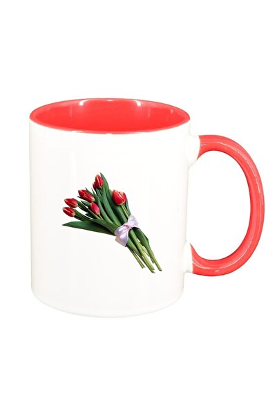 INOVATIX Cana alba personalizata, Tulip, interior rosu, D362, INOVATIX®. 330ml