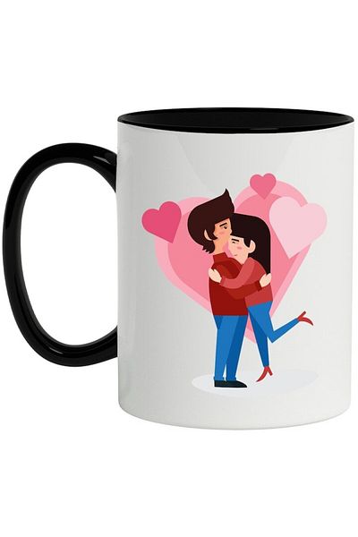 INOVATIX Personalized white mug, Couple, Love, Heart, with Black Handle, INOVATIX®. 330ml