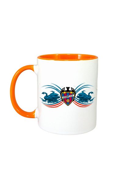 INOVATIX Personalized White Mug, Levante Ud Spain, Orange Handle and Interior, ®. 330ml