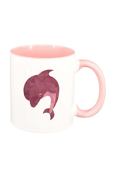 INOVATIX Personalized white mug, Colorful Dolphin, pink interior, D990, INOVATIX®. 330ml