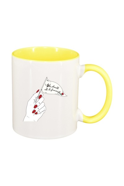 INOVATIX Cana alba personalizata, feminists, interior galben, D1479, INOVATIX...