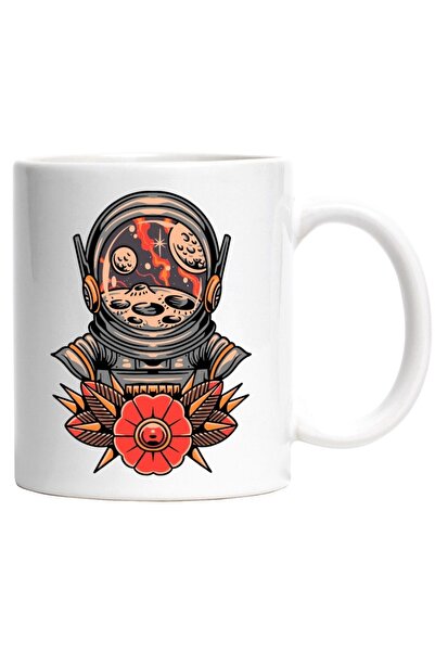 INOVATIX Cana alba personalizata, Astronaut, Luna, Cratere, Spatiu, Stele, Co...