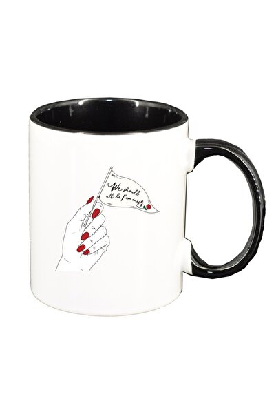 INOVATIX Cana alba personalizata, feminists, interior negru, D1479, INOVATIX®...