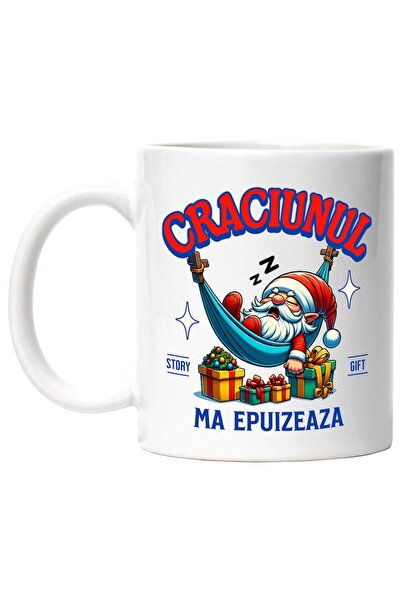 INOVATIX Εξατομικευμένη λευκή κούπα, Εξαντλημένος Άγιος Βασίλης σε αιώρα, Κοι...