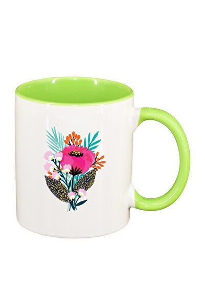 INOVATIX Cana alba personalizata, Pastel Color Flower, interior verde deschis...