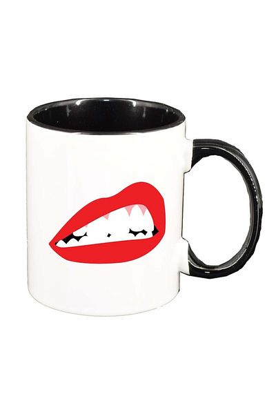 INOVATIX Personalized white mug, Red Lips, black interior, D1020, INOVATIX®. 330ml