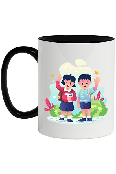 INOVATIX Cana alba personalizata, Copii, Ghiozdan, Caiet, Natura, cu Maner Ne...