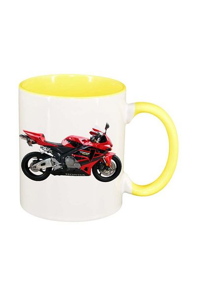 INOVATIX Personalized white mug, Motor, yellow interior, D40, INOVATIX®. 330ml