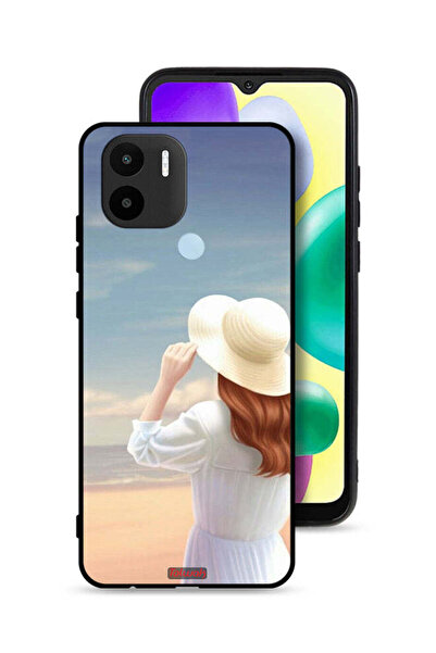Tolwak Xiaomi Redmi A1 Plus Protective Case Cover Hat Girl Standing