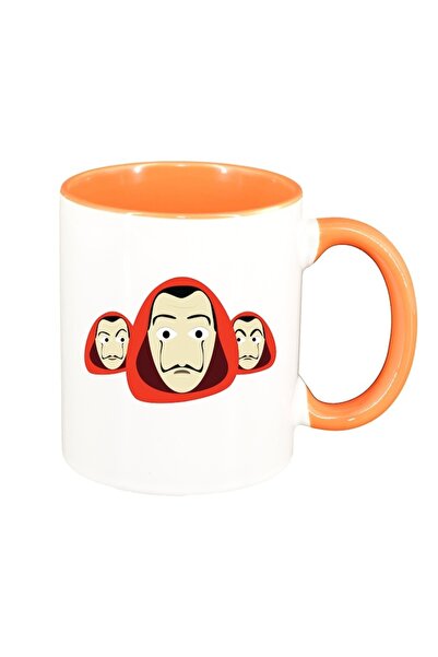 INOVATIX Персонализирана бяла чаша, La Casa De Papel, оранжева вътрешност, D1...