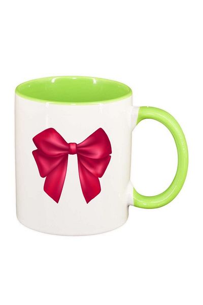 INOVATIX Personalized white mug, Bow, light green interior, D217, INOVATIX®. 330ml