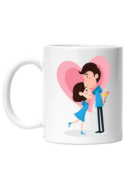 INOVATIX Personalized white mug, Couple, Lovers, Heart, Flowers, INOVATIX®. 330ml