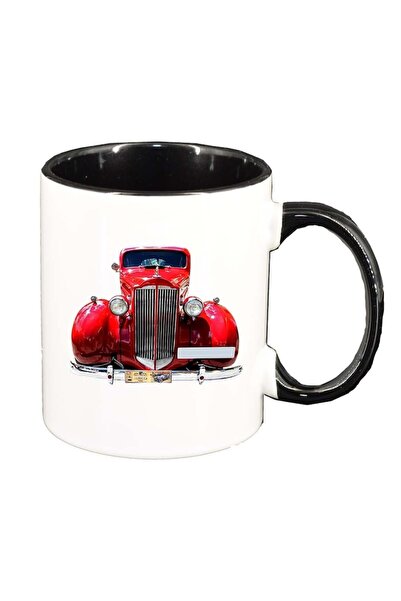 INOVATIX Εξατομικευμένη λευκή κούπα, Old School Car, μαύρο εσωτερικό, D1007, ...