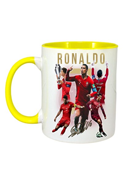 INOVATIX Cana Alba Personalizata, Ronaldo Autograf, Maner Si Interior Galben,...