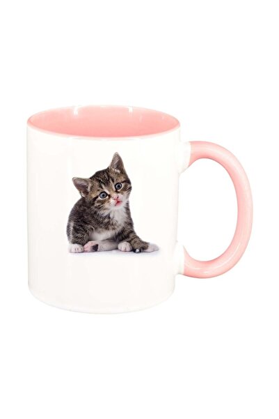 INOVATIX Personalized white mug, Cat, pink interior, D425, INOVATIX®. 330 ml