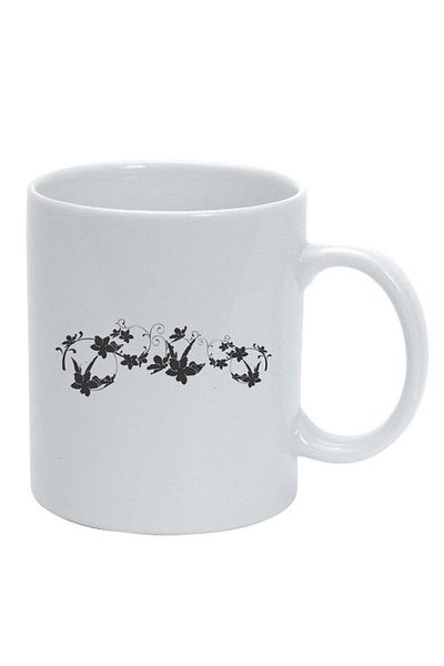 INOVATIX Personalized white mug, Floral Pattern, white, D282, INOVATIX®. 330ml