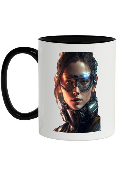 INOVATIX Cup With Face, Sci-Fi, Glasses, Aviation, Costume, Space, with Black Handle, INOVATIX®. 330ml
