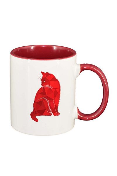 INOVATIX Personalized white mug, Colorful Cat, red interior, D983, INOVATIX®. 330ml
