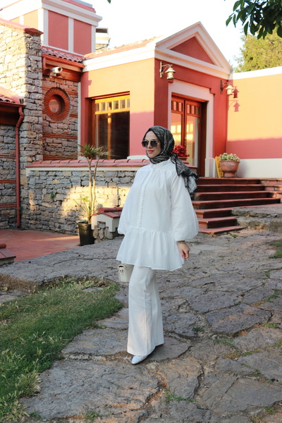 MİZZA COLLECTİON BRİTLİ VUAL GÖMLEK - EKRU (%100 PAMUK)