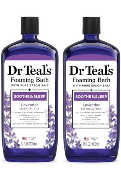 Dr Teals Dr Teal's Foaming Bath with Pure Epsom Salt, Soothe & Sleep with Lavender, 34 Fl Oz (Pack of 2)
